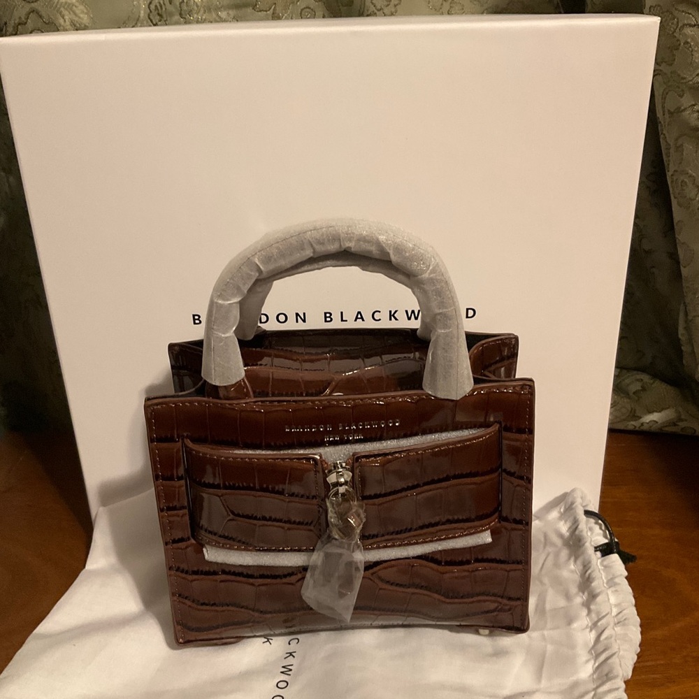 Brandon Blackwood Mini Croc Kuei Bag - Chocolate Brown